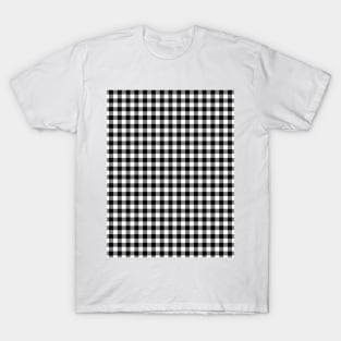 Gingham Check Pattern Stripes Black and White T-Shirt